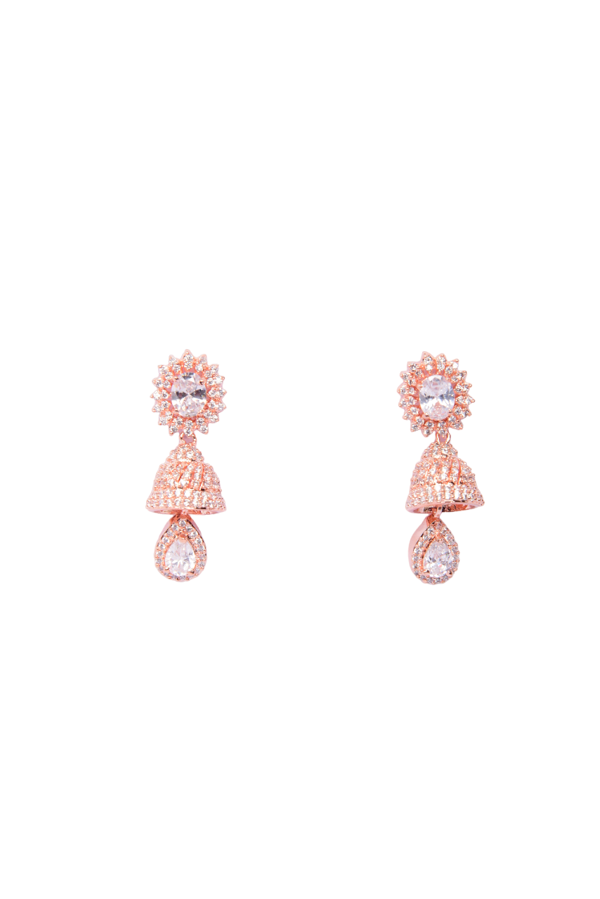 Namokriti Rose Gold-Plated Earrings | Artificial Diamond Studded with Ruby  Look